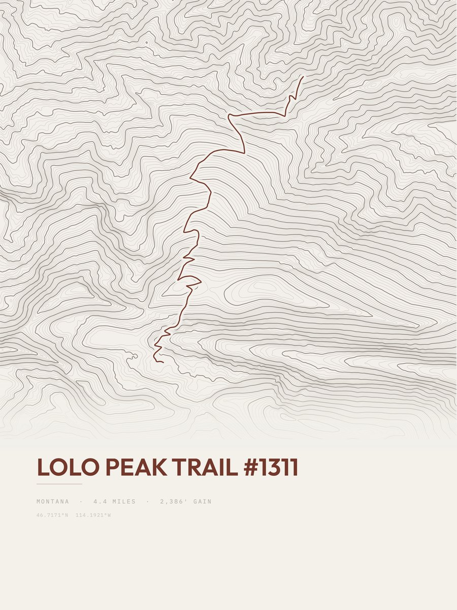 Lolo Peak Trail Topographic print