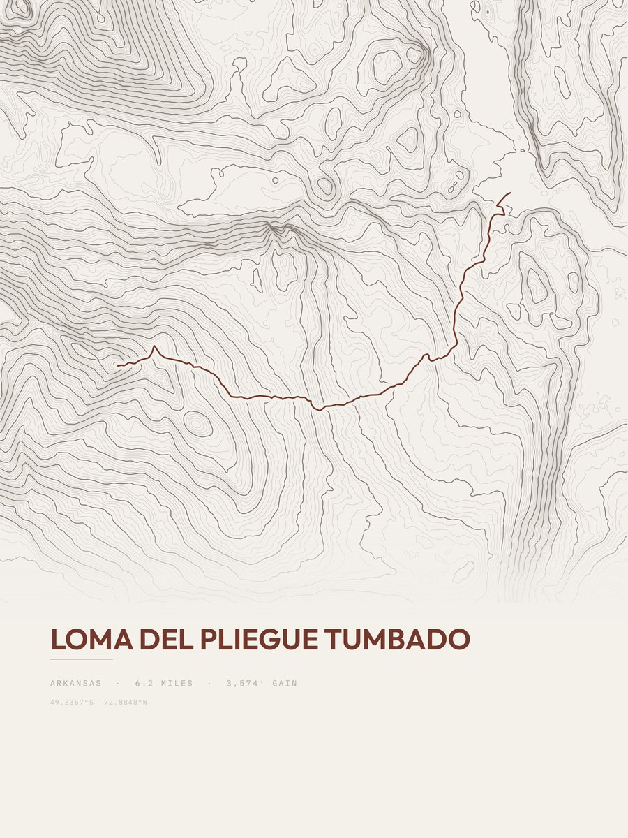 Loma del Pliegue Tumbado topographic trail print