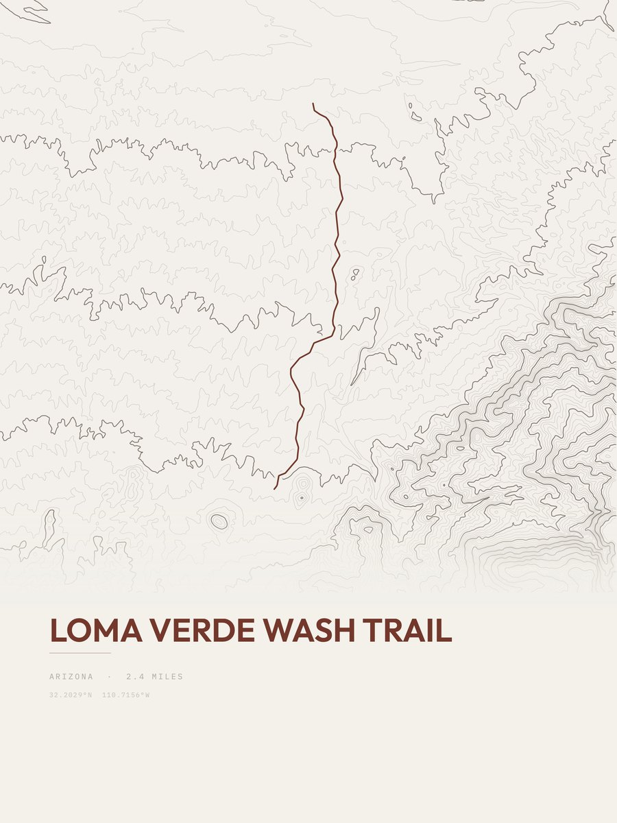 Loma Verde Wash Trail Topographic print