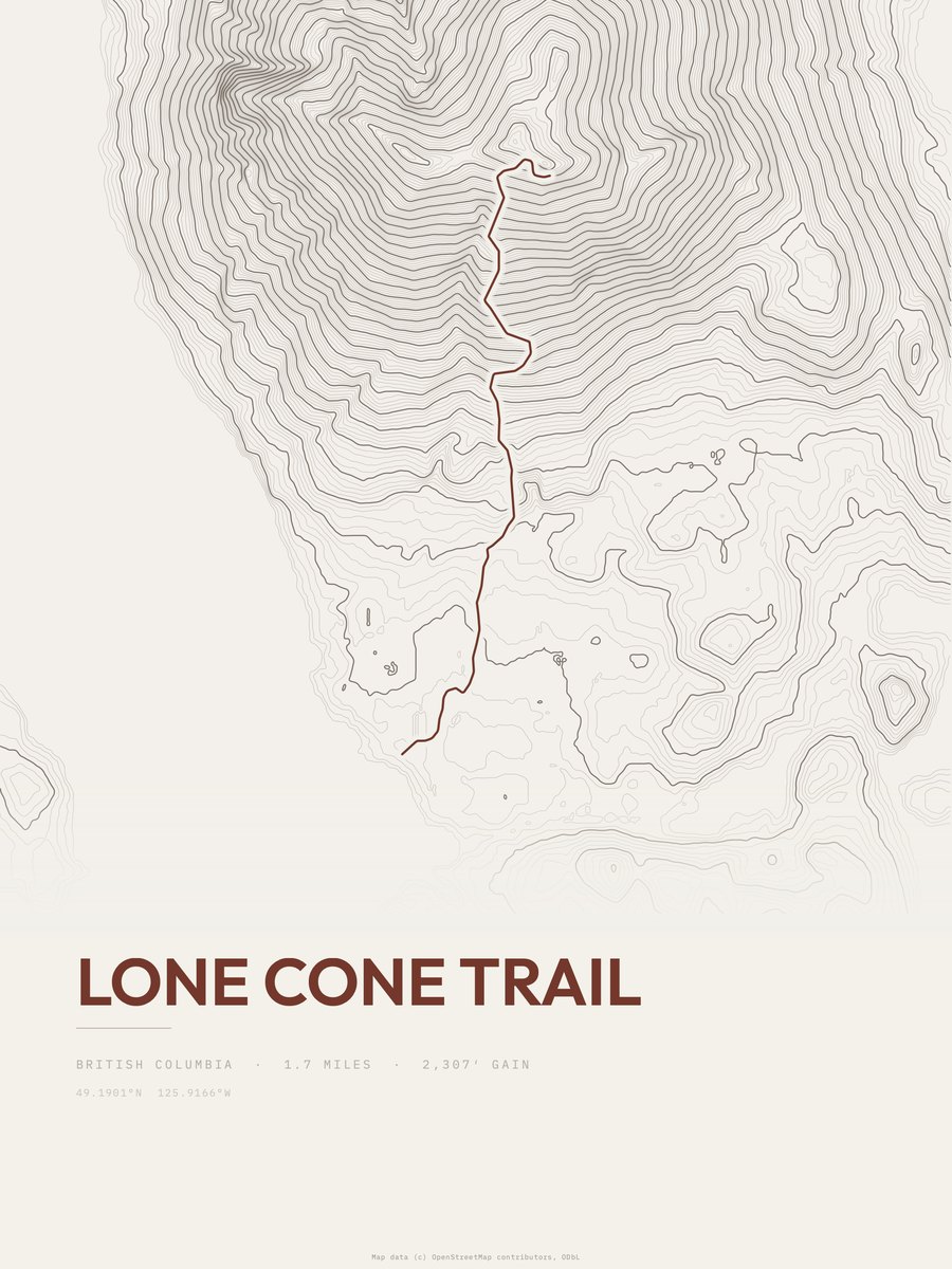 Lone Cone Trail Topographic print