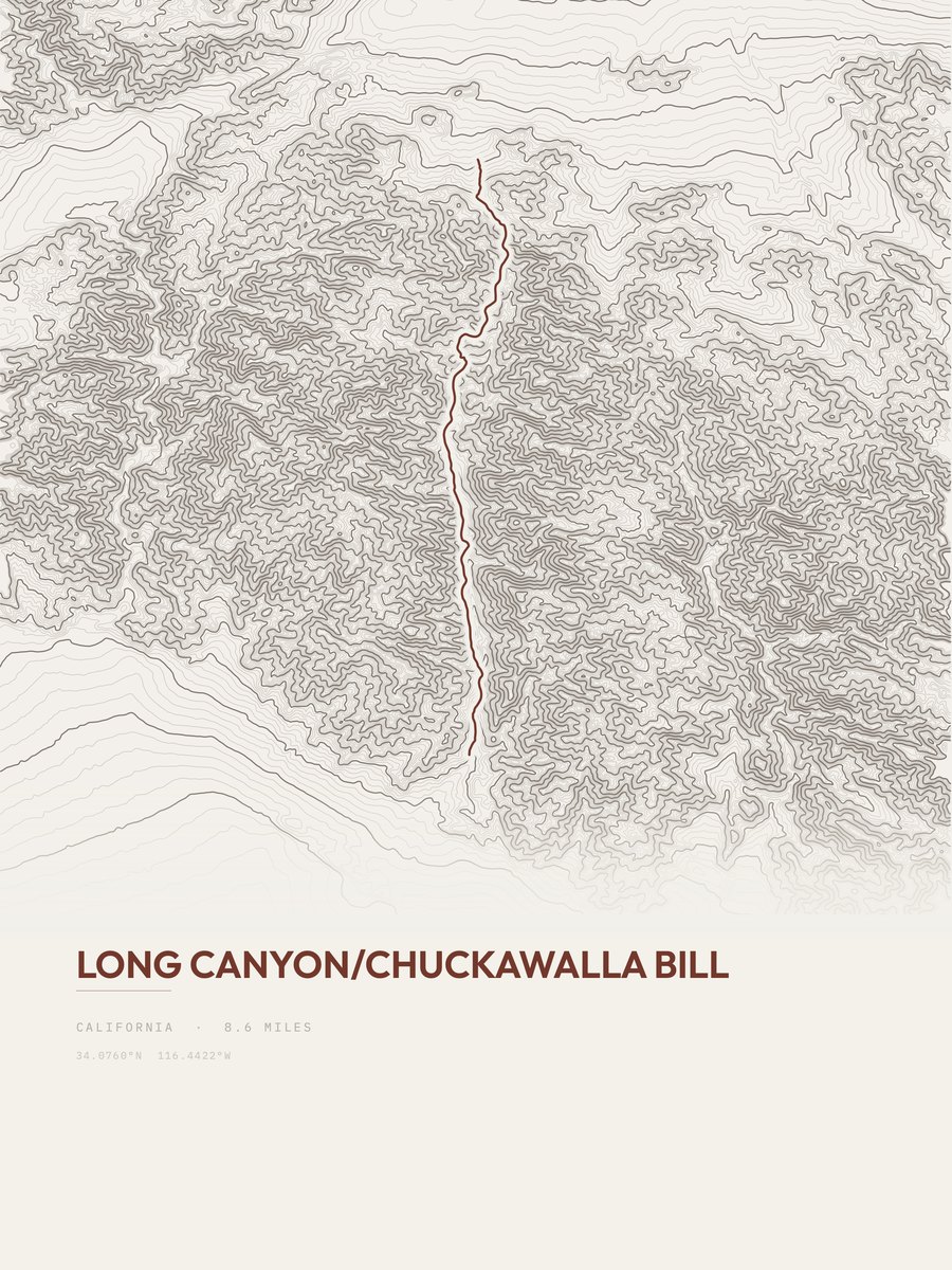 Long Canyon / Chuckawalla Bill topographic trail print