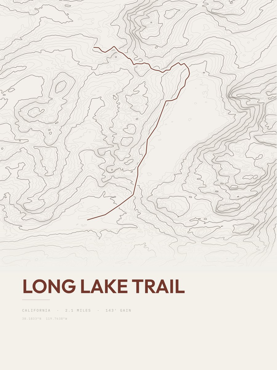Long Lake Trail topographic trail print