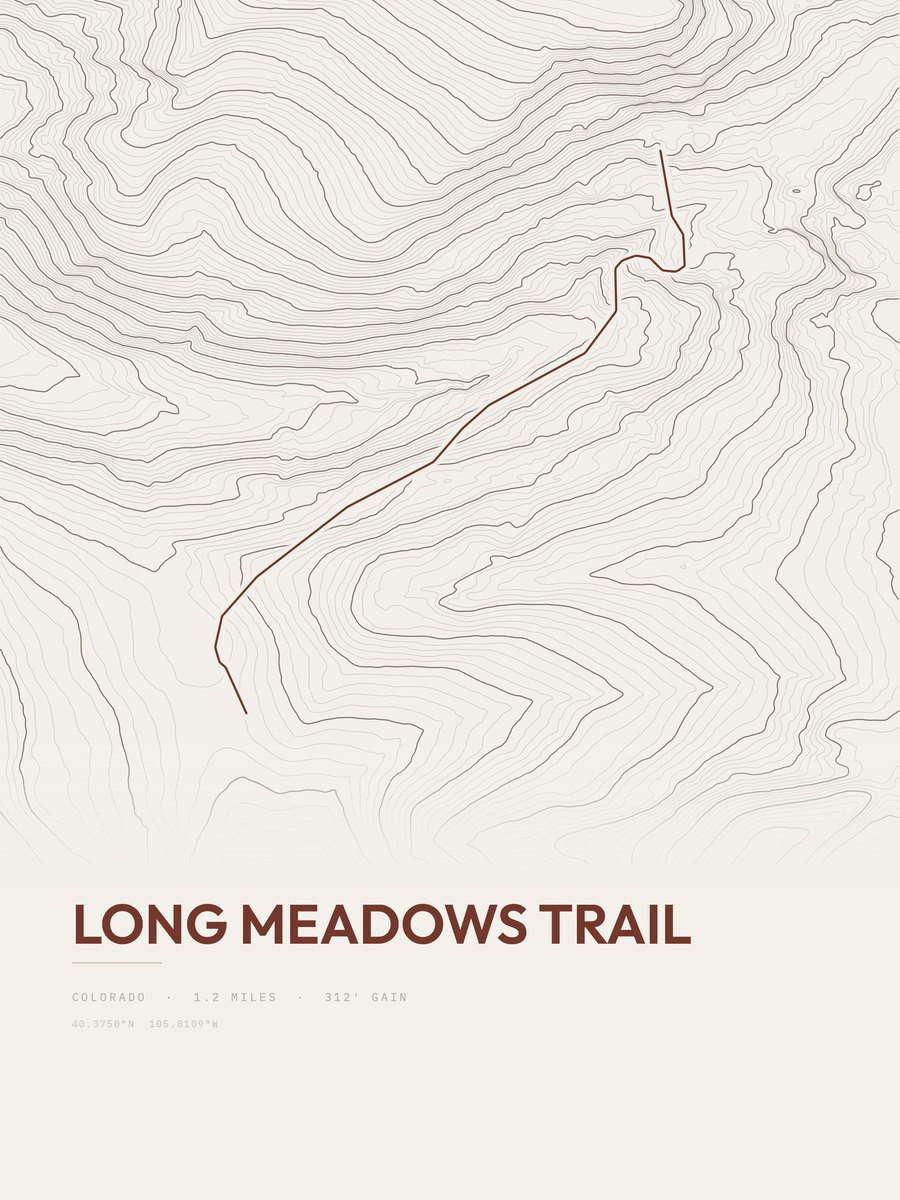 Long Meadows Trail topographic trail print