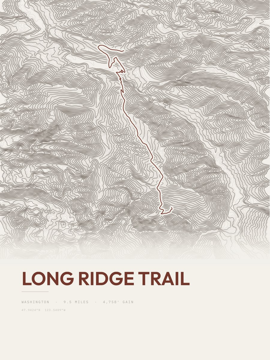 Long Ridge Trail Topographic print