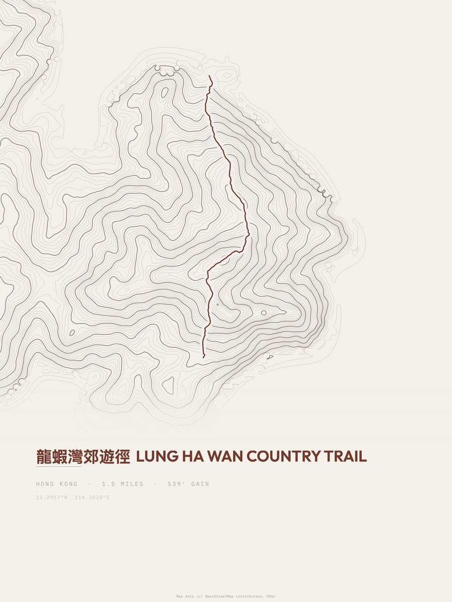 Lung Ha Wan Country Trail Topographic print