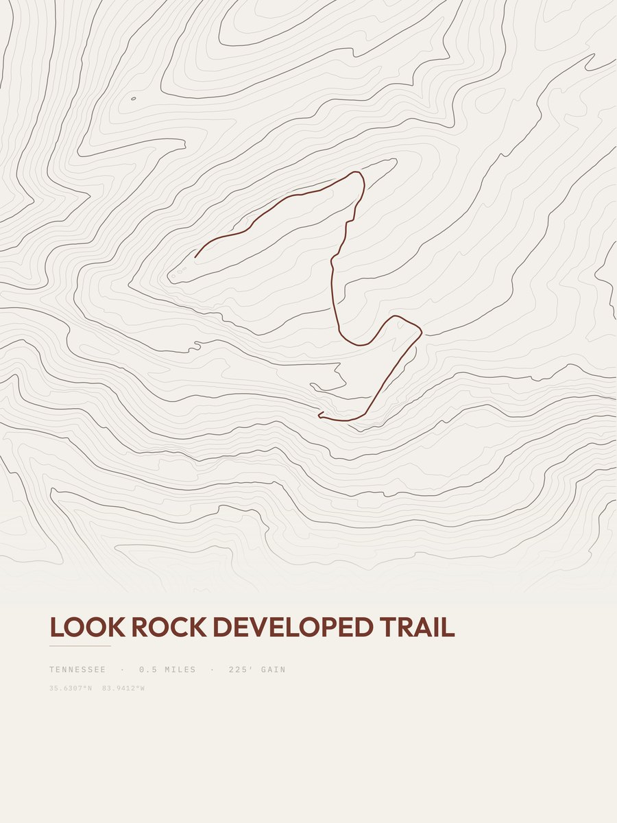 Look Rock Developed Trail Topographic print