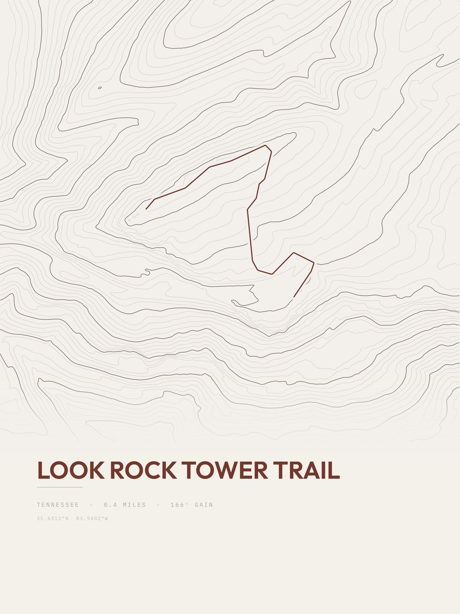 Look Rock Tower Trail Topographic print