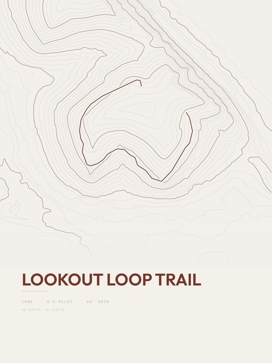 Lookout Loop Trail topographic trail print