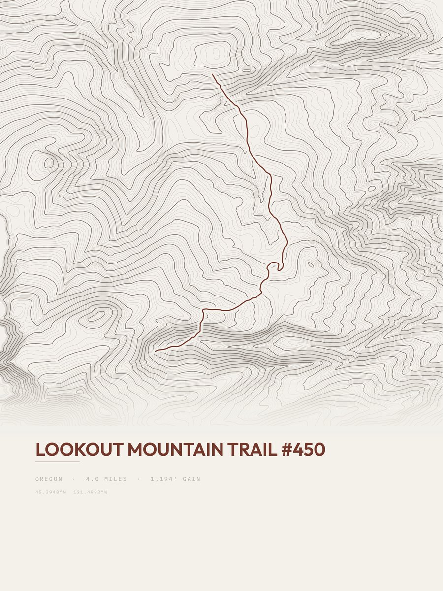 Lookout Mountain Trail Topographic print