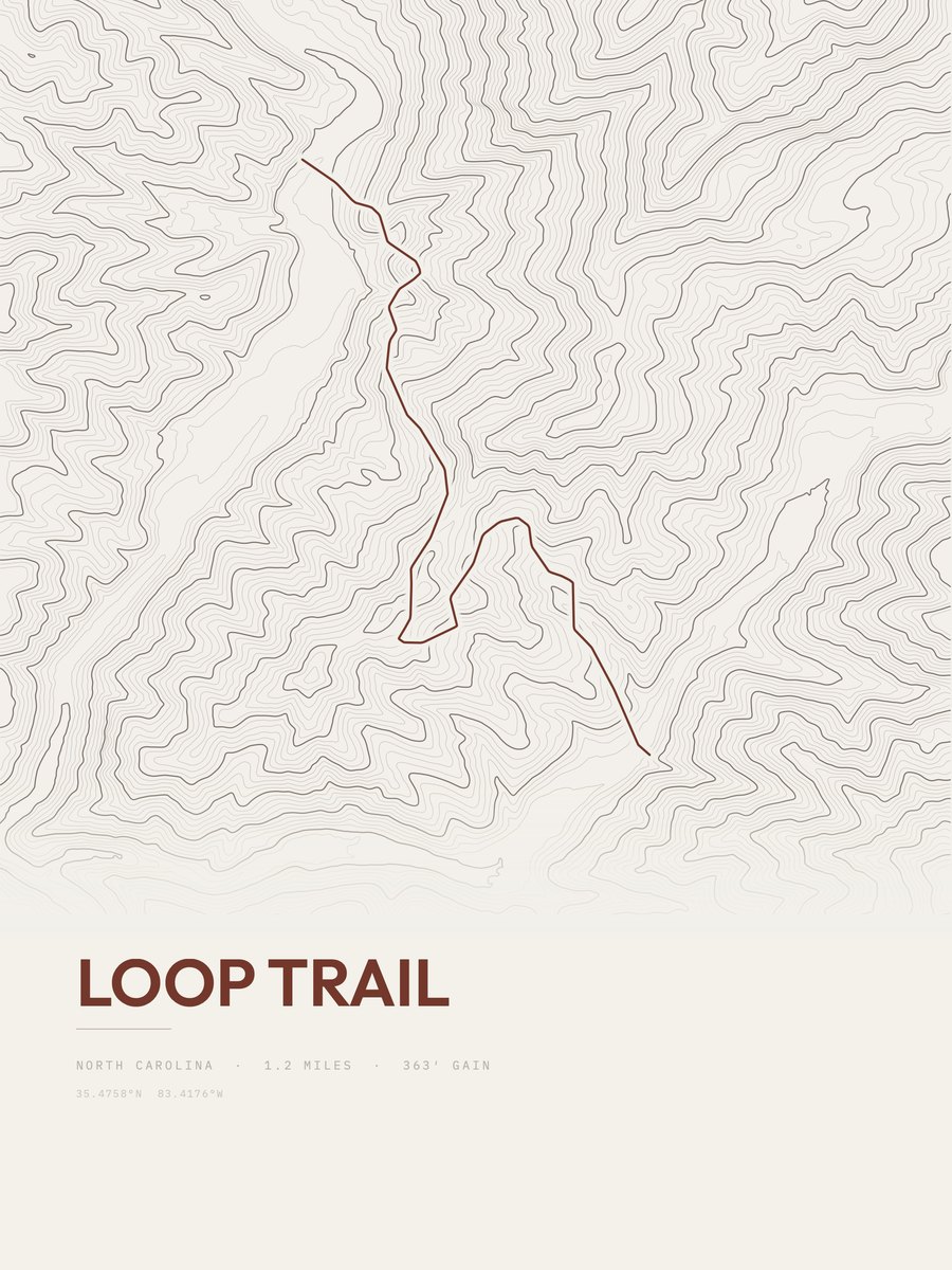 Loop Trail topographic trail print