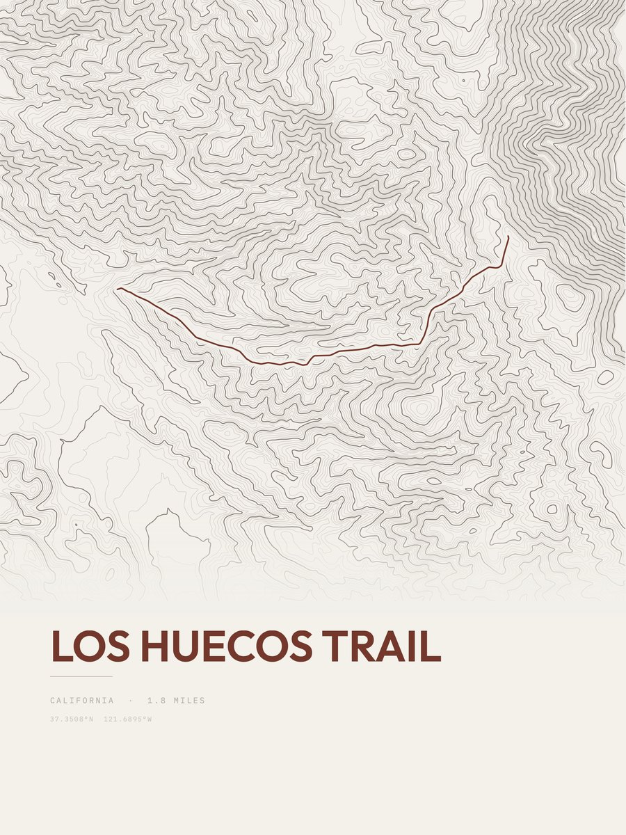 Los Huecos Trail topographic trail print