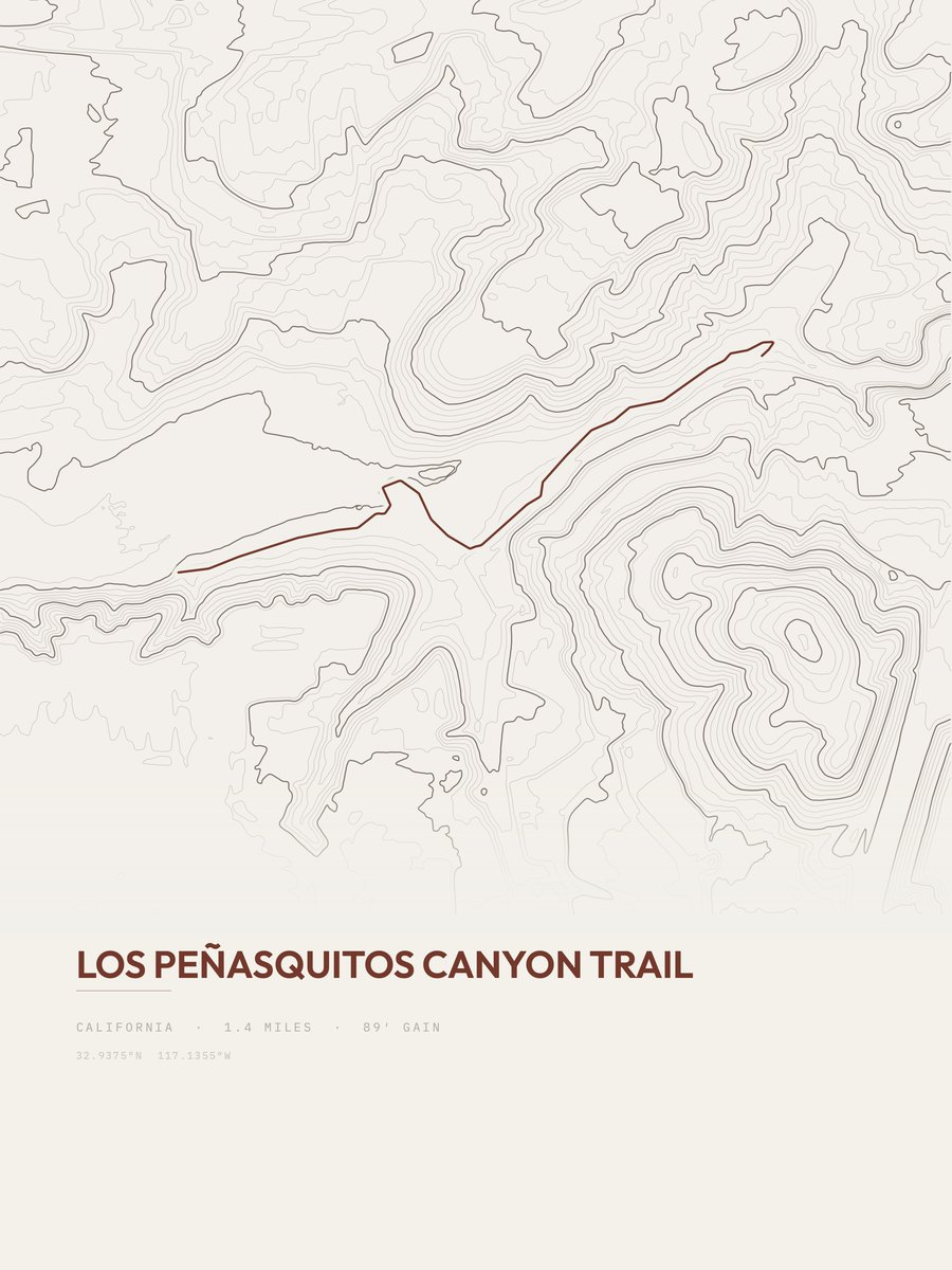 Los Peñasquitos Canyon Trail topographic trail print