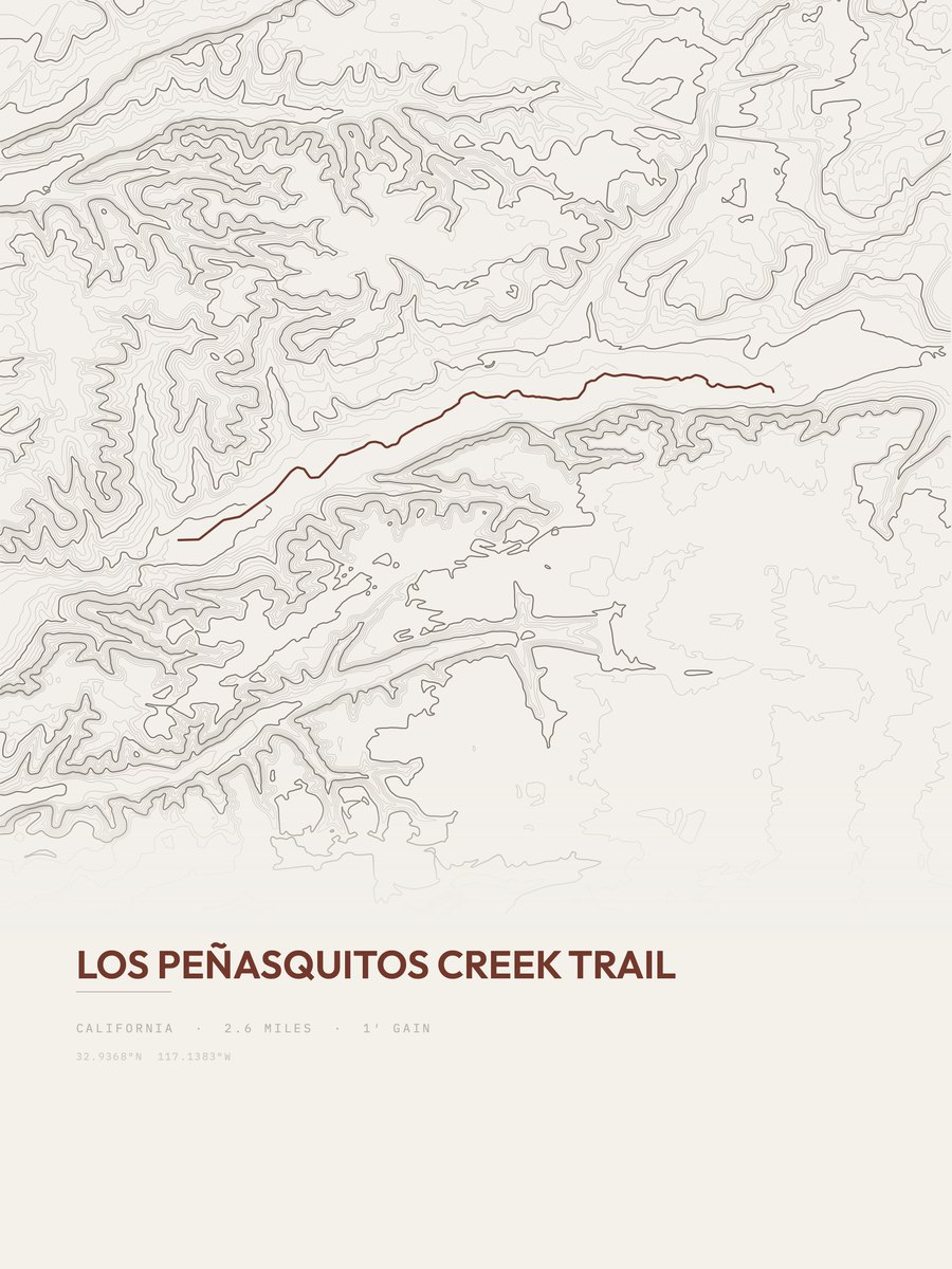 Los Peñasquitos Creek Trail topographic trail print