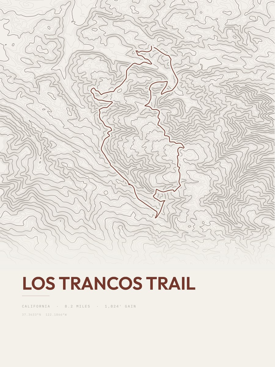 Los Trancos Trail Topographic print