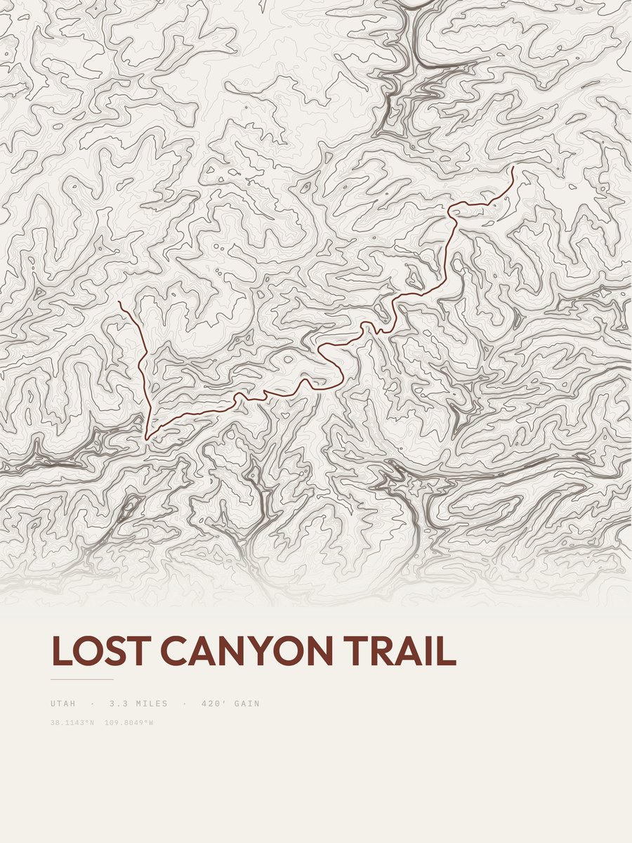 Lost Canyon Trail Topographic print