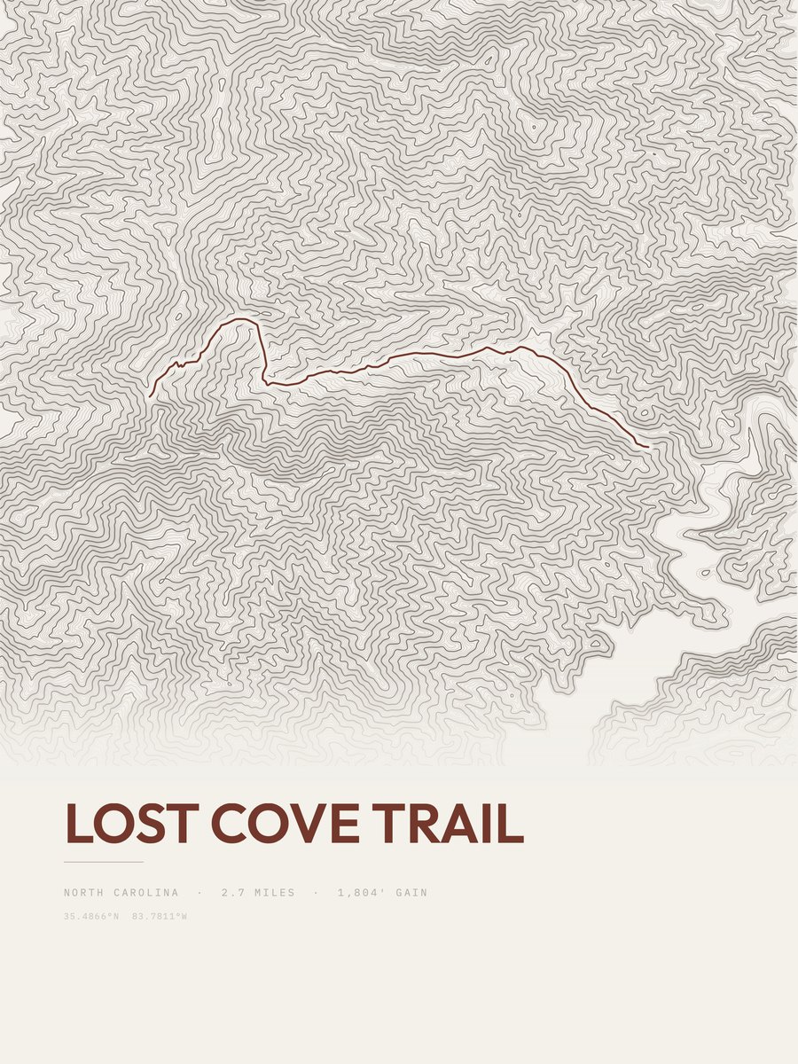 Lost Cove Trail topographic trail print