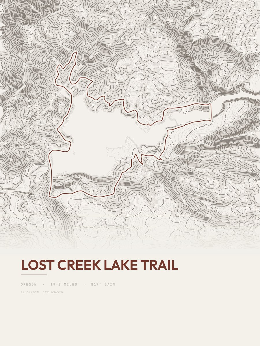 Lost Creek Lake Trail Topographic print