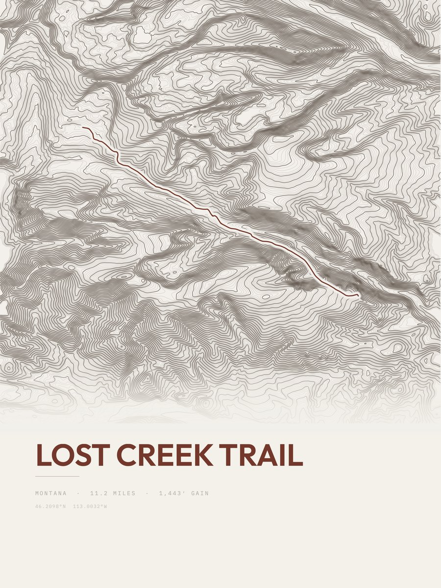 Lost Creek Trail Topographic print