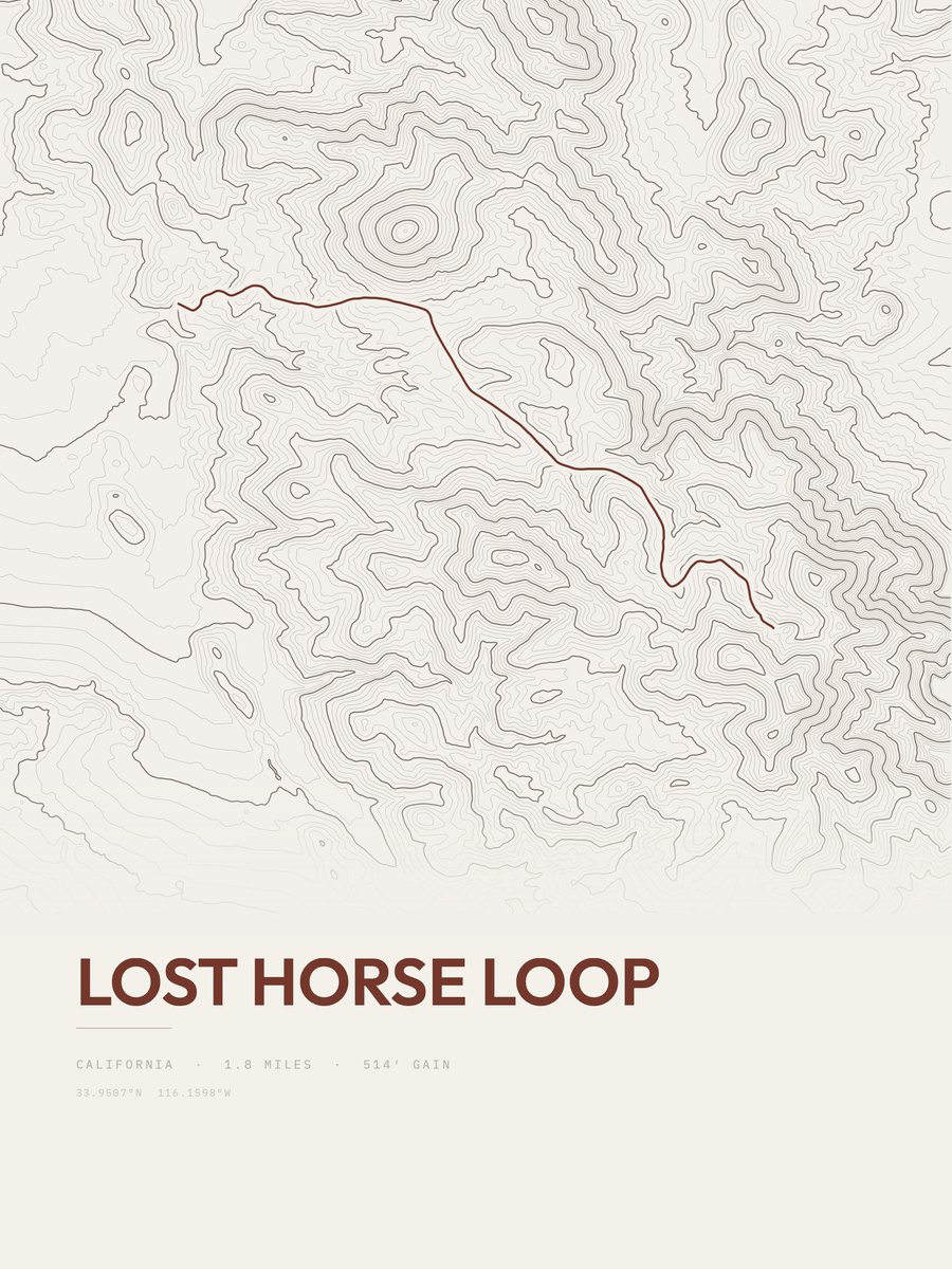 Lost Horse Loop topographic trail print