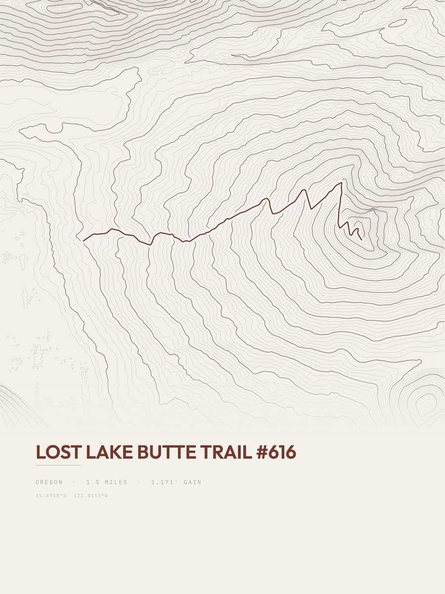 Lost Lake Butte Trail Topographic print