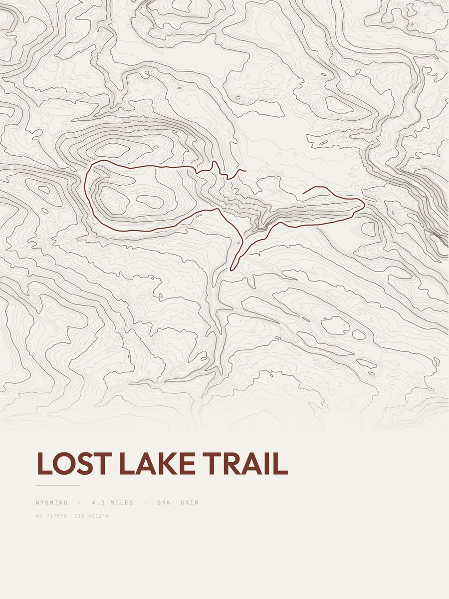 Lost Lake Trail topographic trail print