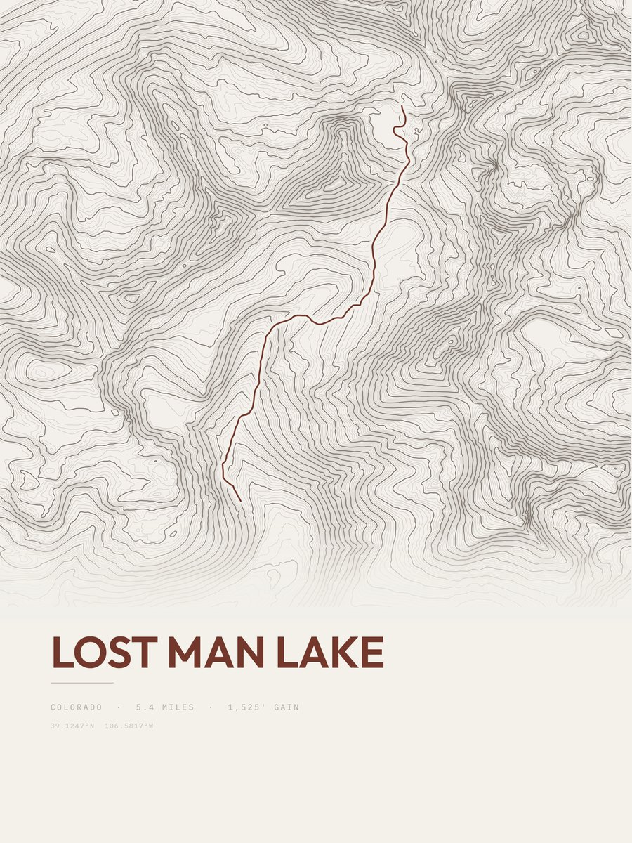 Lost Man Lake topographic trail print