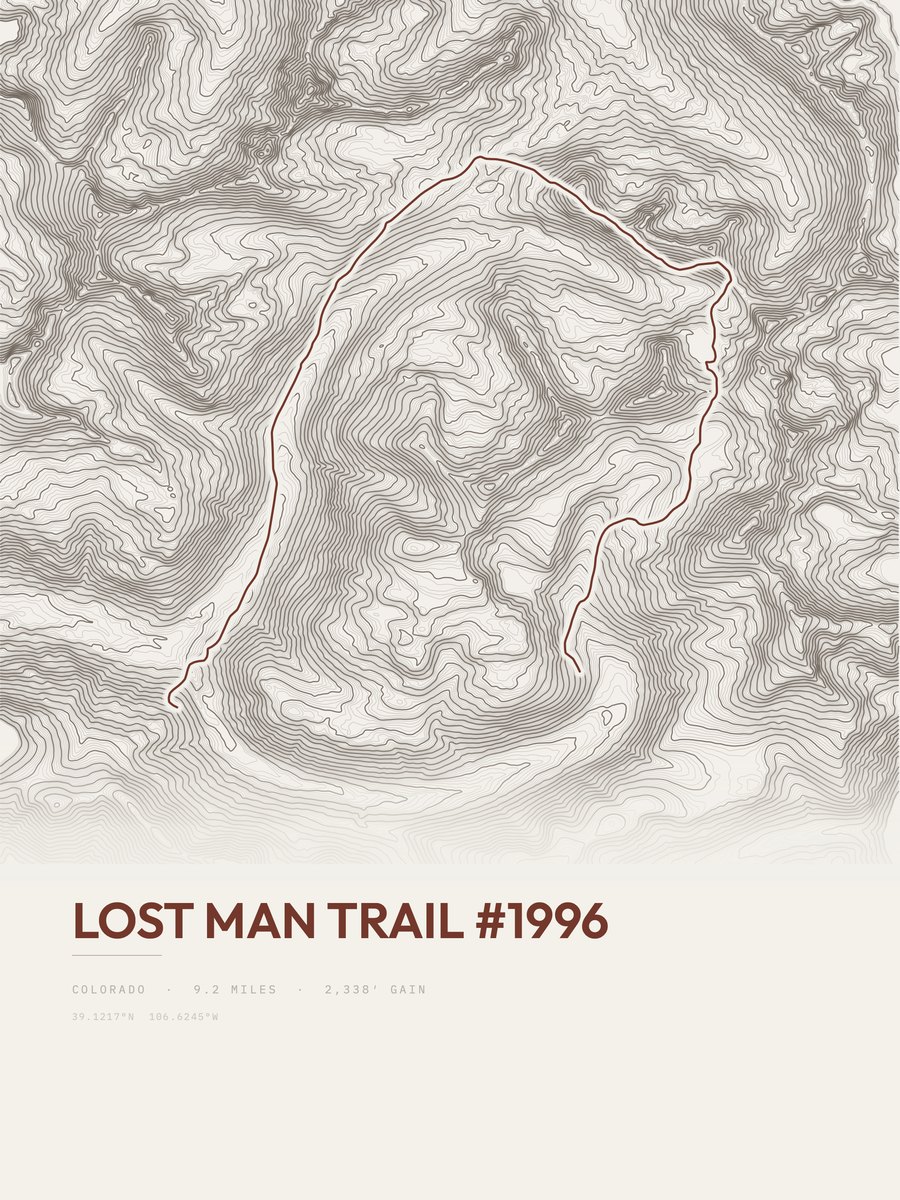 Lost Man Trail Topographic print