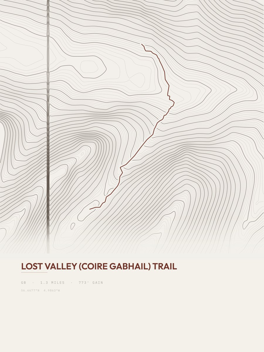 Lost Valley Trail topographic trail print