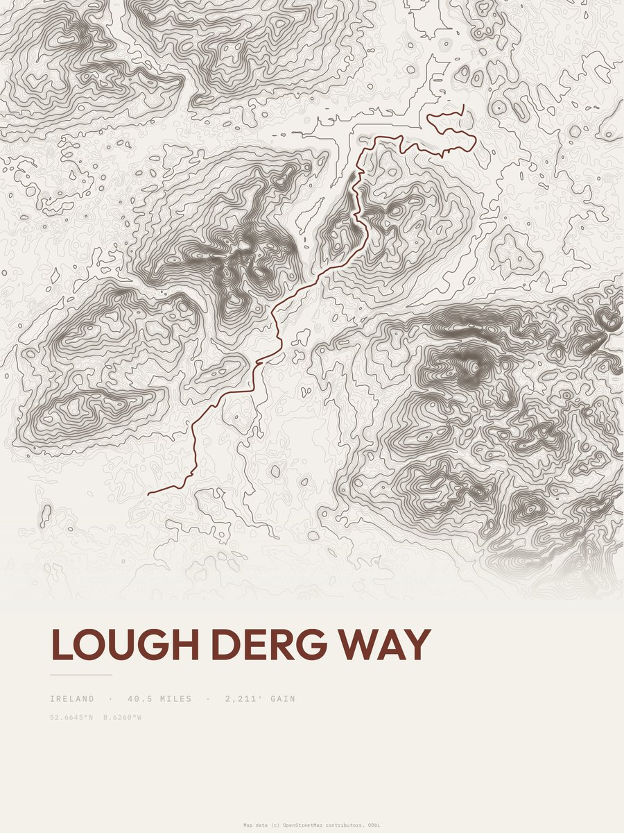 Lough Derg Way Topographic print