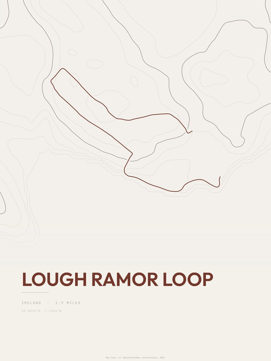 Lough Ramor Loop topographic trail print