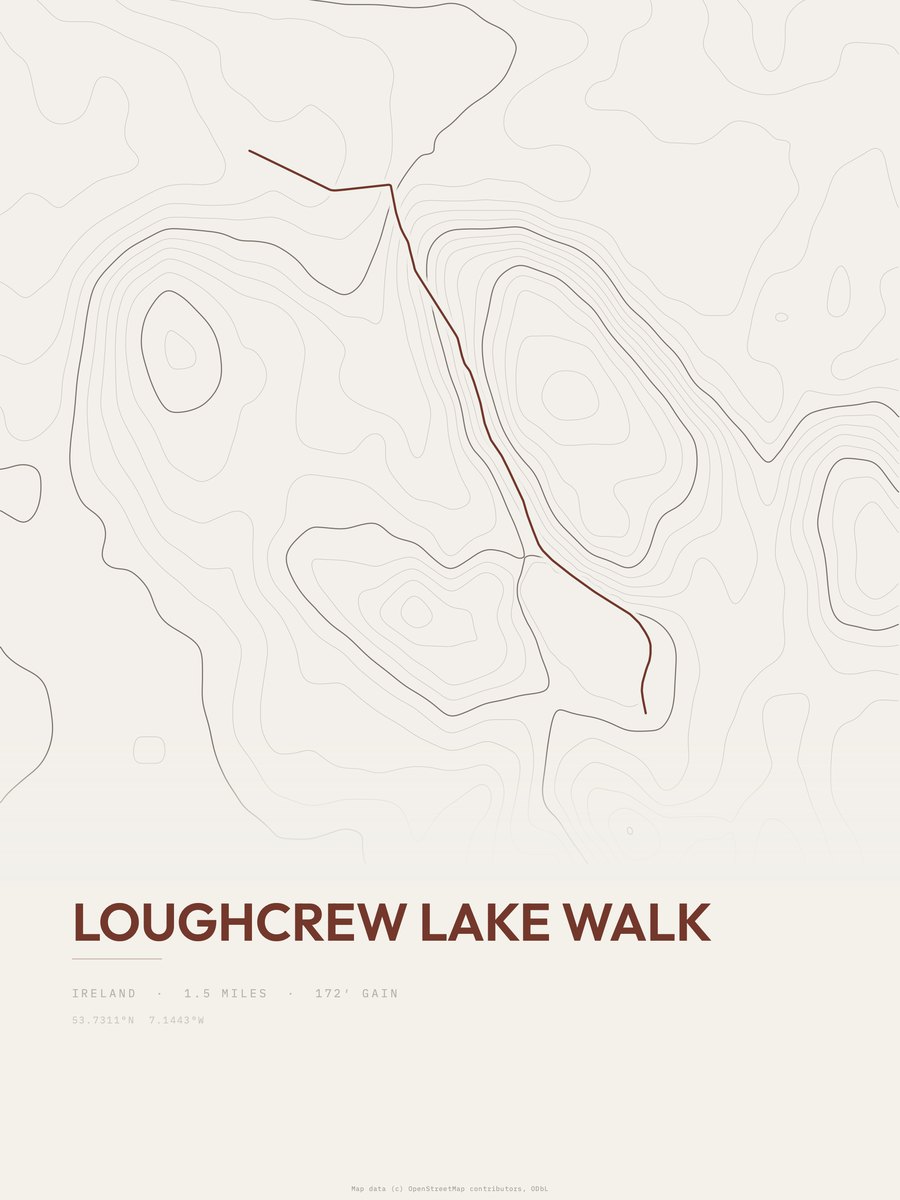 Loughcrew Lake Walk topographic trail print