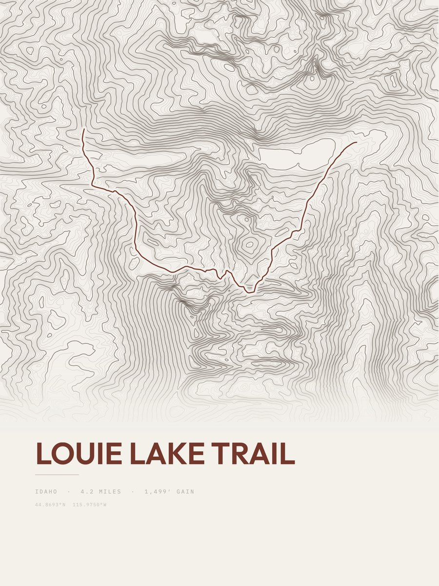 Louie Lake Trail Topographic print