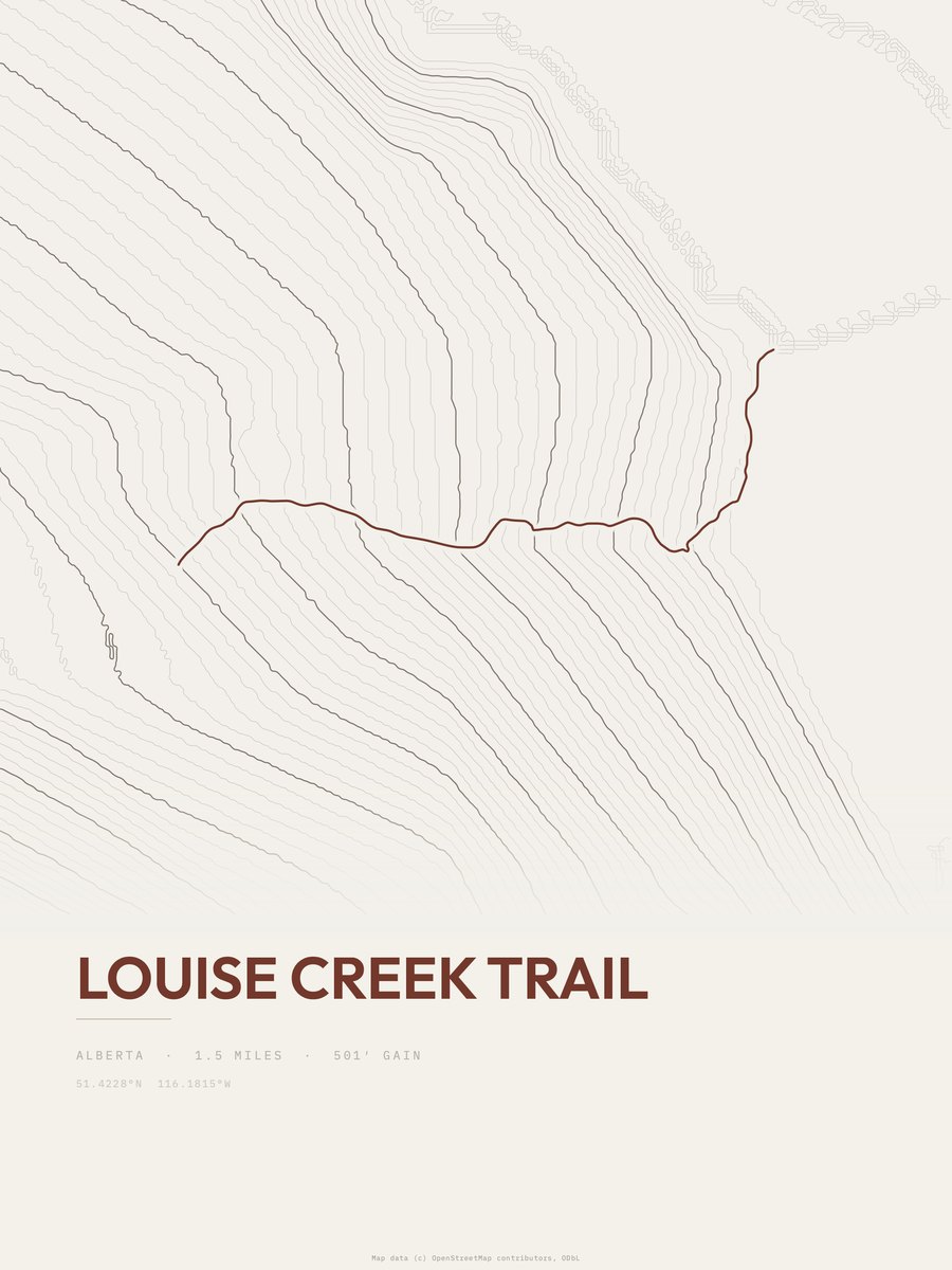 Louise Creek Trail Topographic print