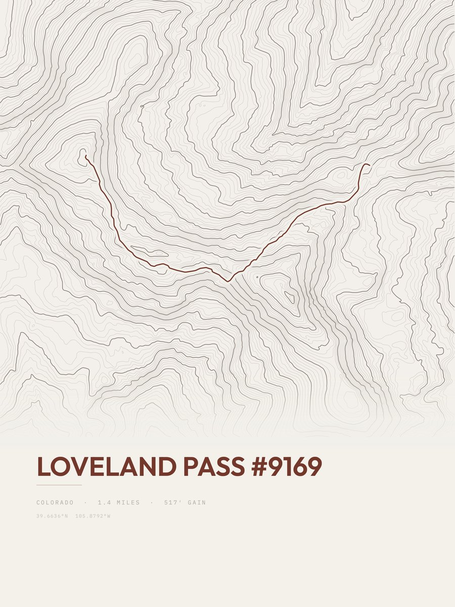 Loveland Pass topographic trail print