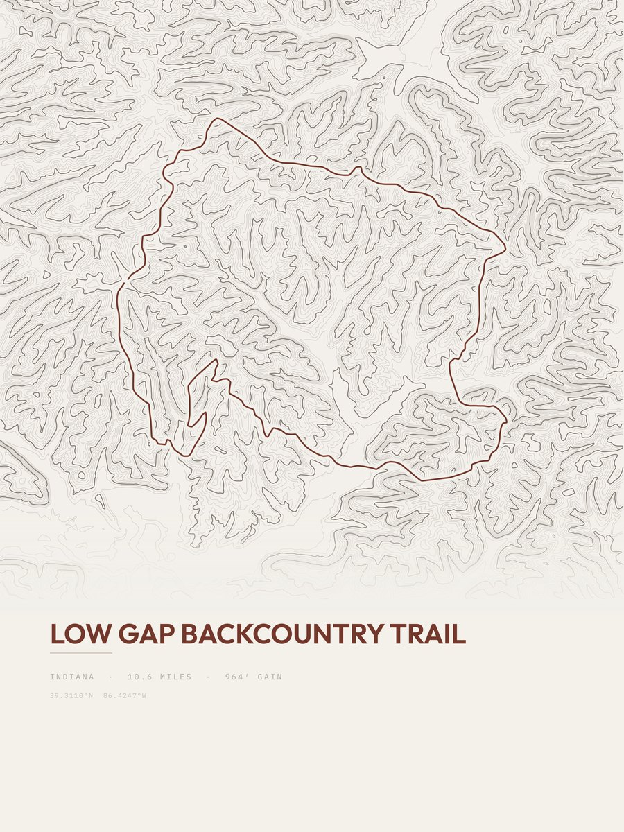 Low Gap Backcountry Trail Topographic print