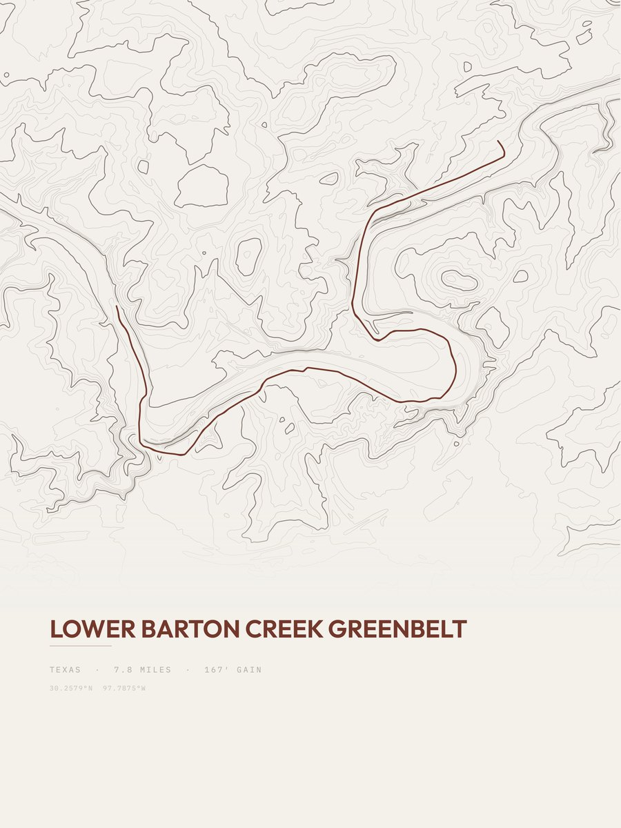 Lower Barton Creek Greenbelt Topographic print