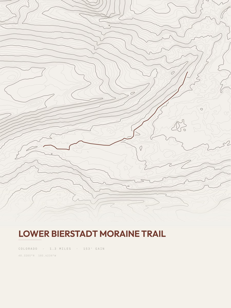 Lower Bierstadt Moraine Trail topographic trail print