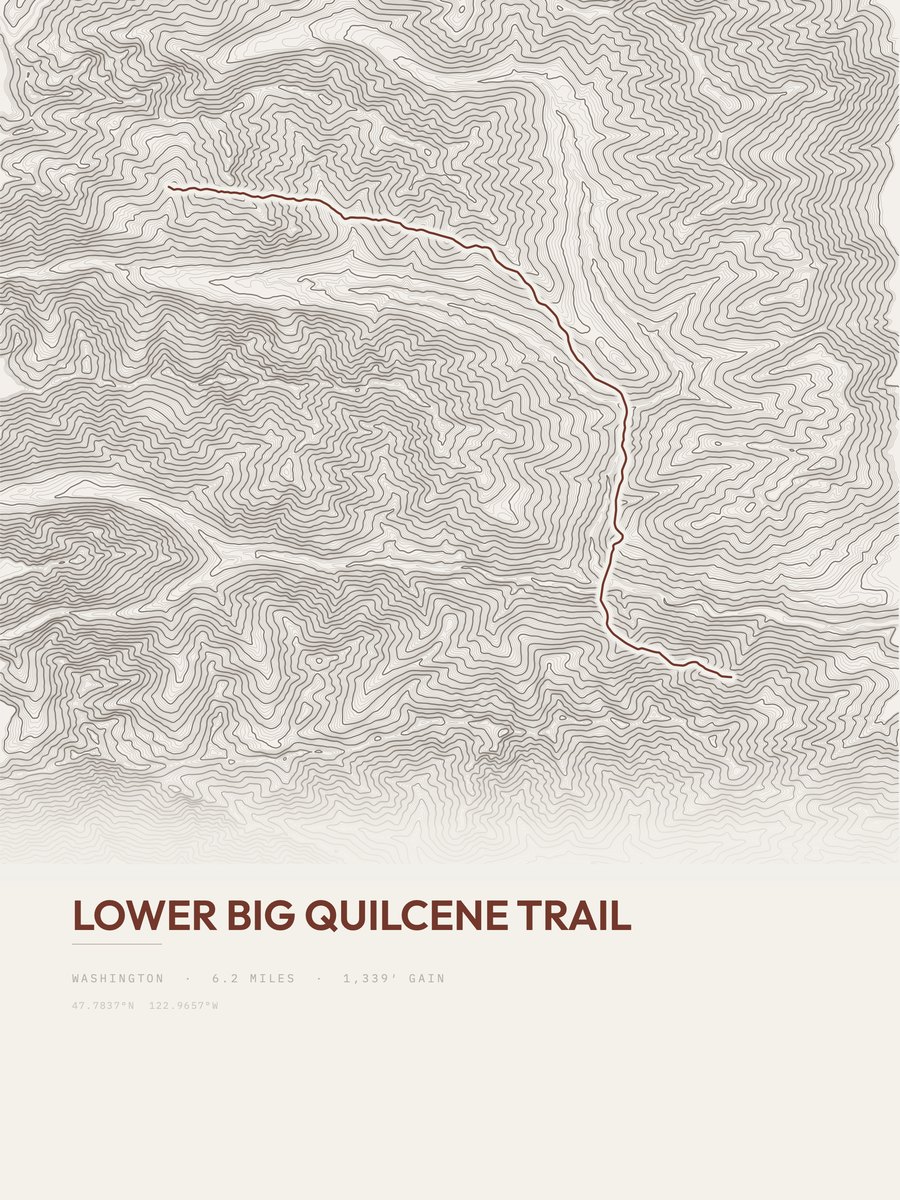 Lower Big Quilcene Trail topographic trail print