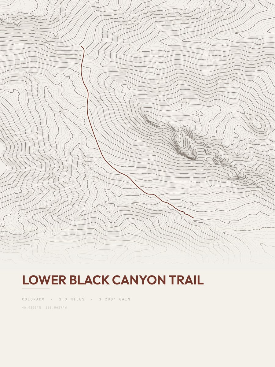 Lower Black Canyon Trail Topographic print