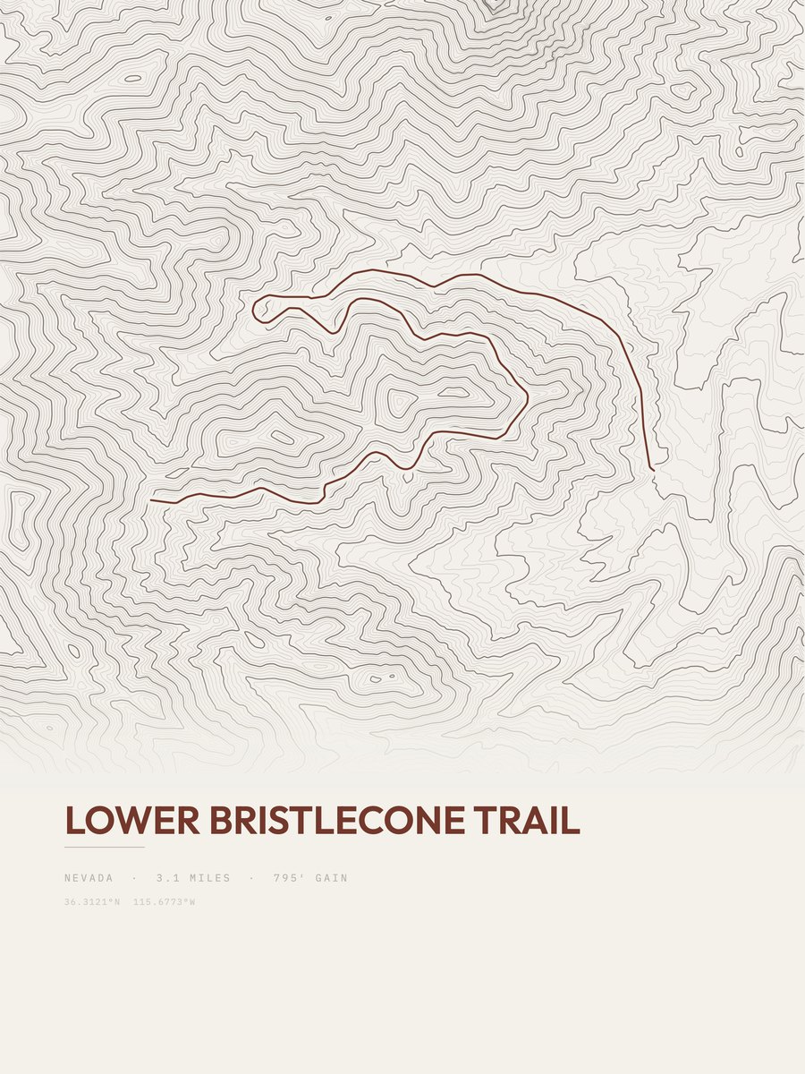 Lower Bristlecone Trail Topographic print