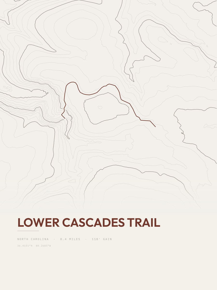 Lower Cascades Trail topographic trail print