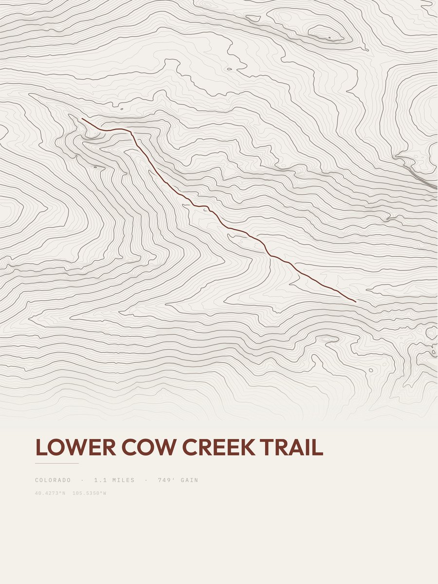 Lower Cow Creek Trail Topographic print