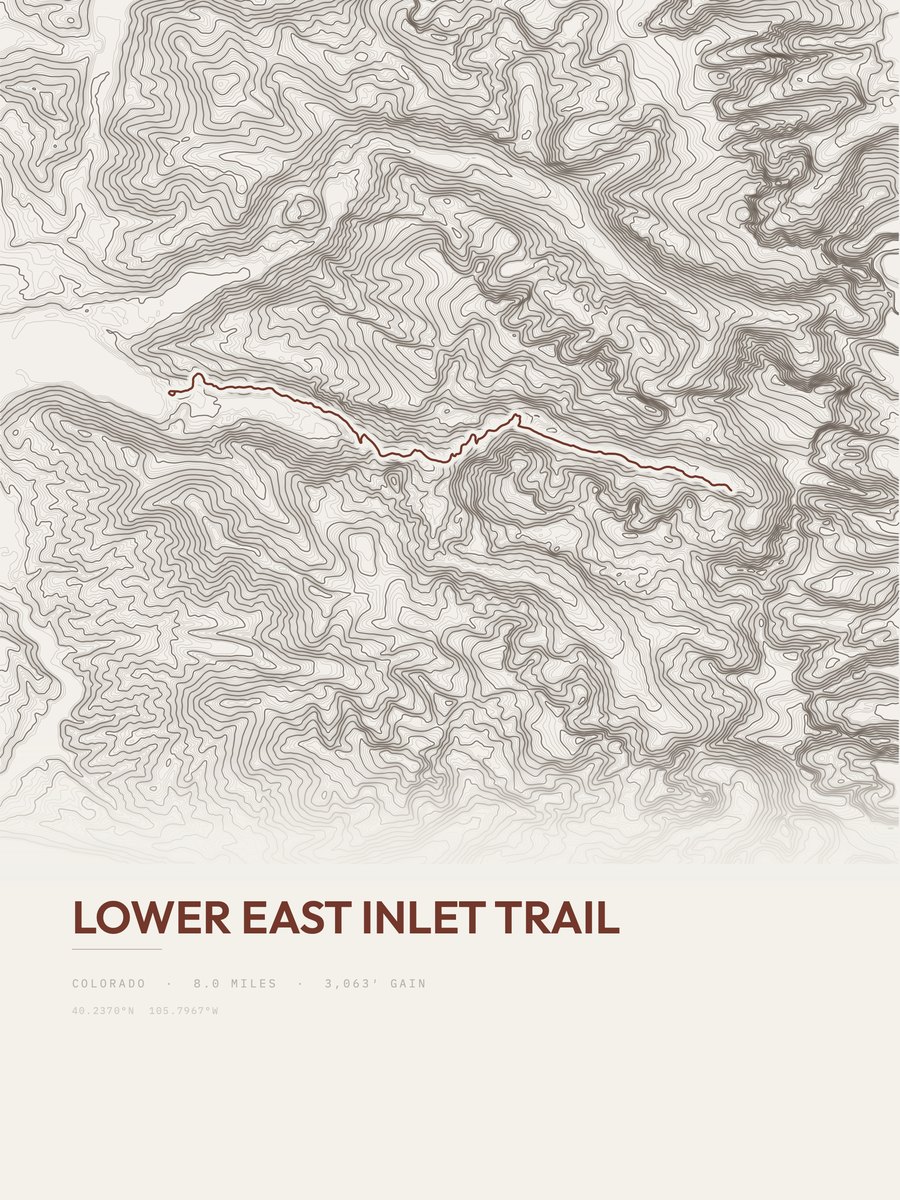 Lower East Inlet Trail topographic trail print
