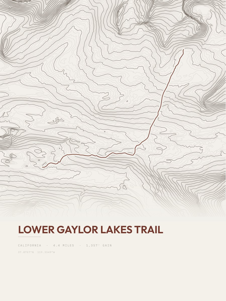 Lower Gaylor Lakes Trail Topographic print