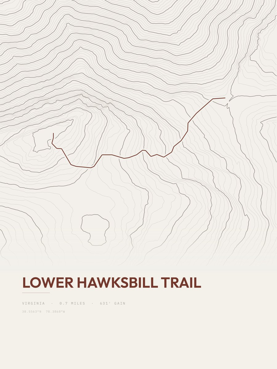 Lower Hawksbill Trail Topographic print