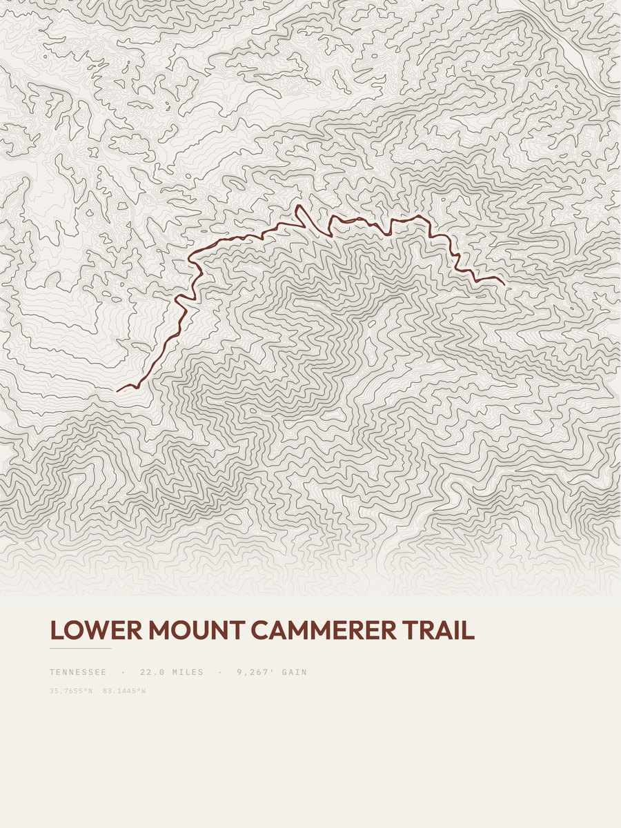 Lower Mount Cammerer Trail topographic trail print