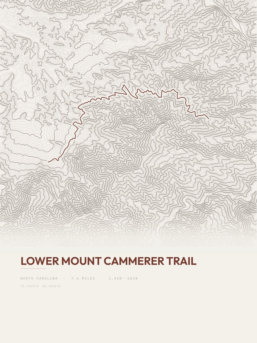 Lower Mount Cammerer Trail topographic trail print