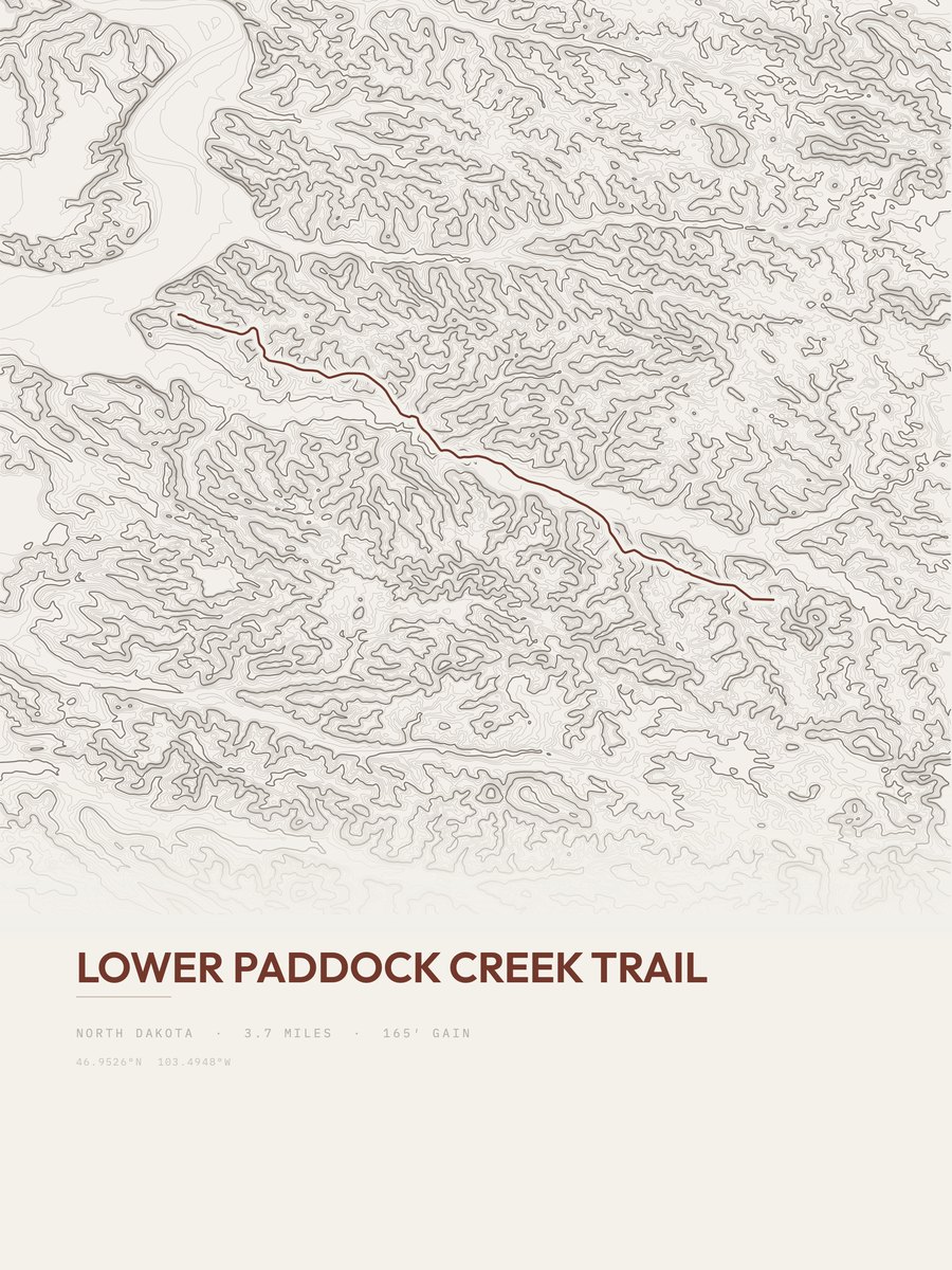Lower Paddock Creek Trail topographic trail print