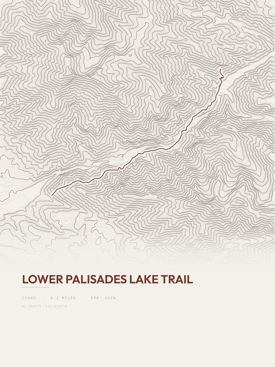 Lower Palisades Lake Trail Topographic print