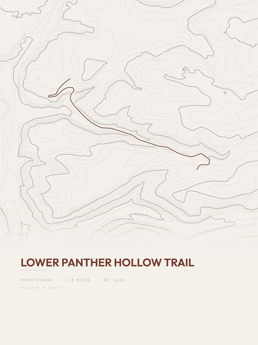 Lower Panther Hollow Trail topographic trail print